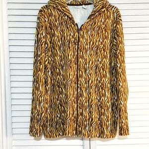 Kim Rogers Hoodie Top - Animal Print -Velour - Browns & Golds - Size 1X
